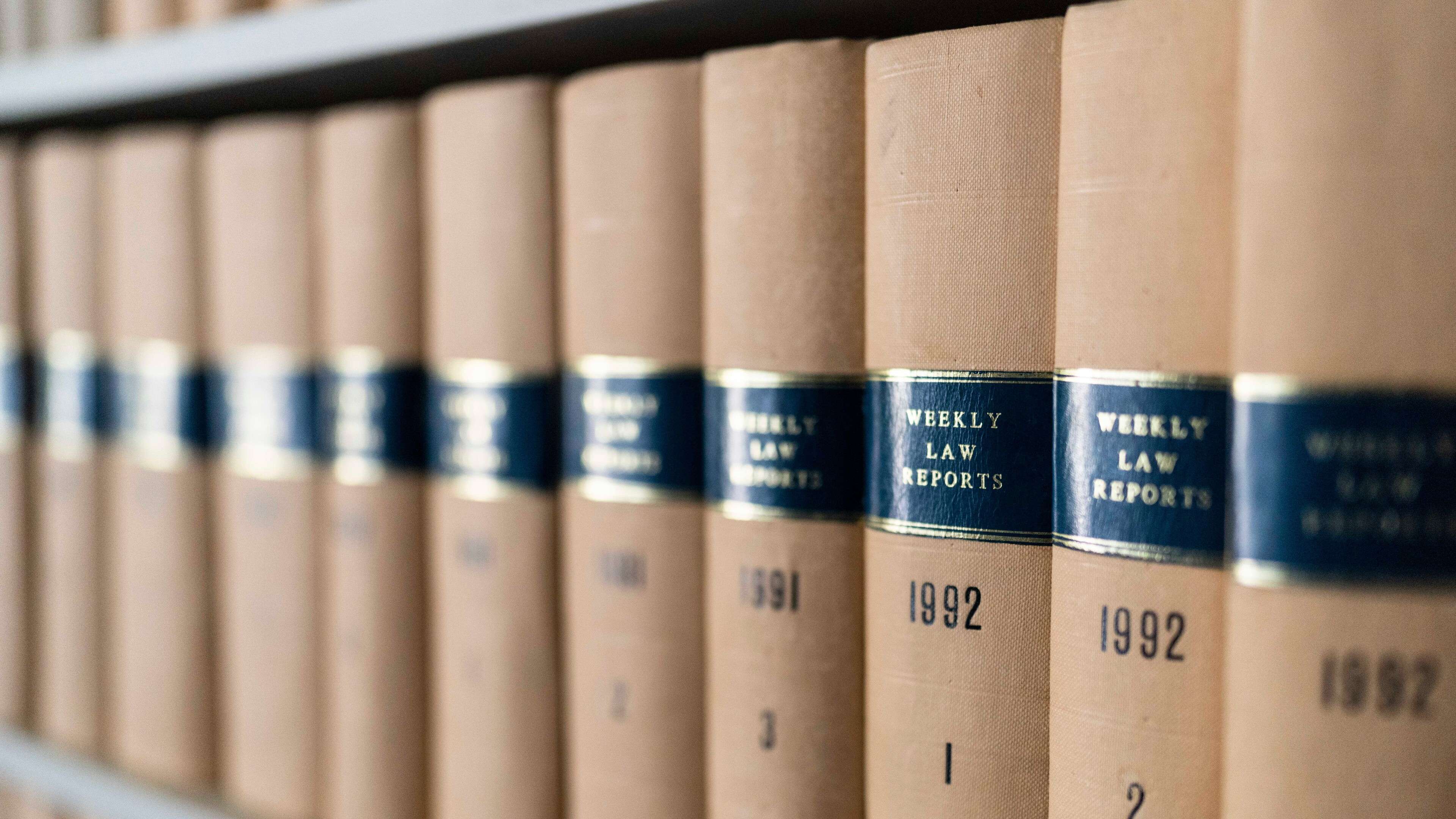 Row of books in the UEA Law School