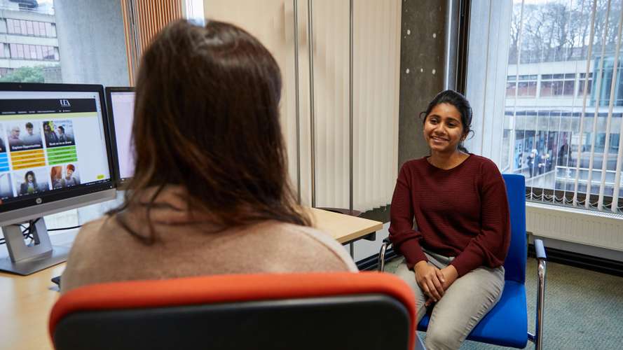 Student appointment with CareerCentral in the Library