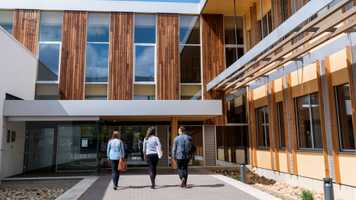Students using the facilities and space at The Enterprise Centre on campus