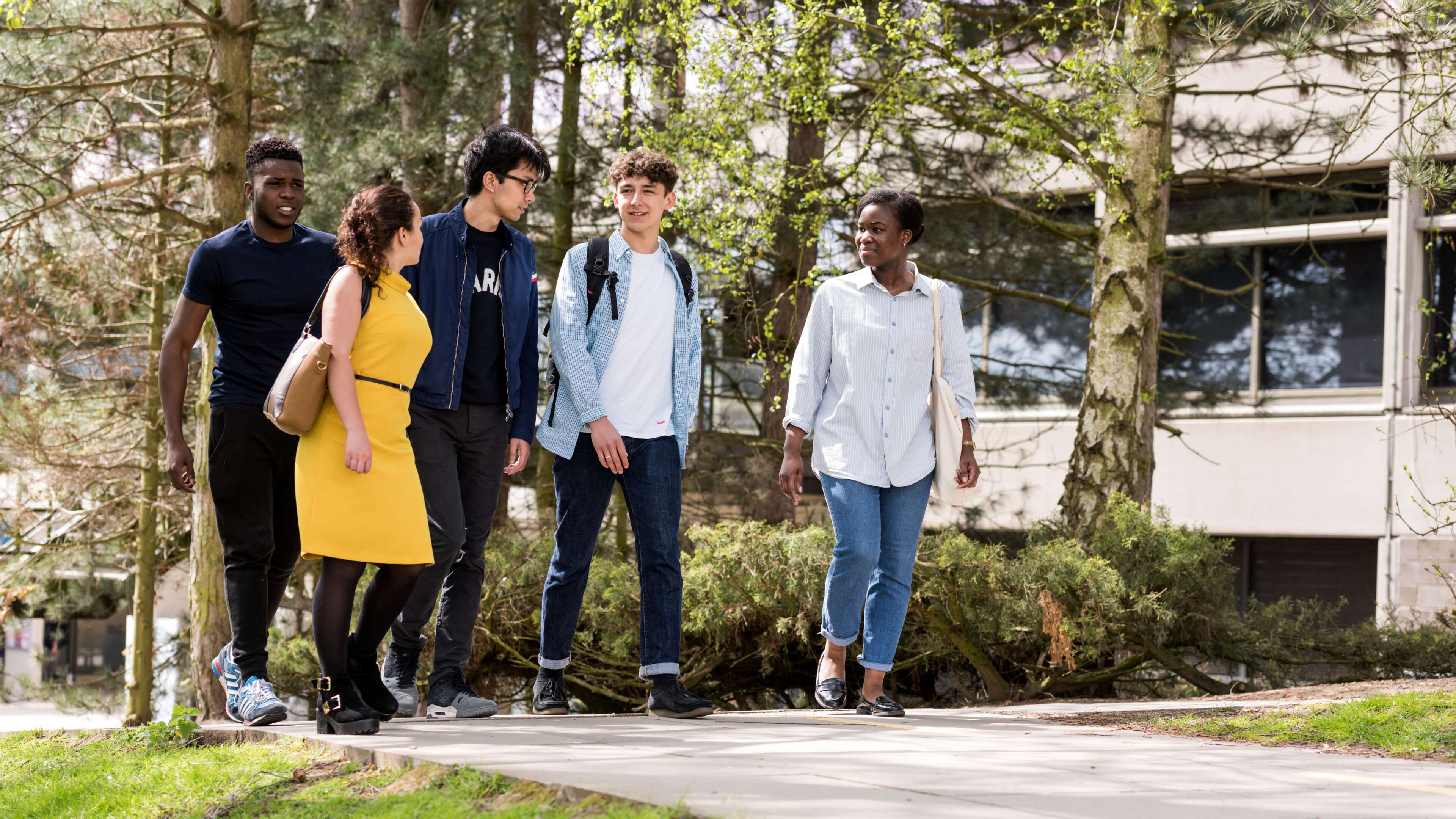 Students walking through campus