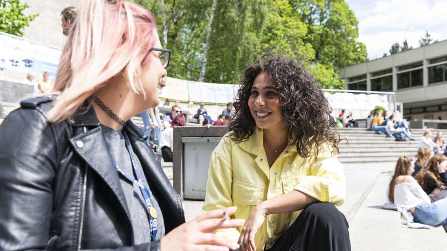 UEA international students in the campus square