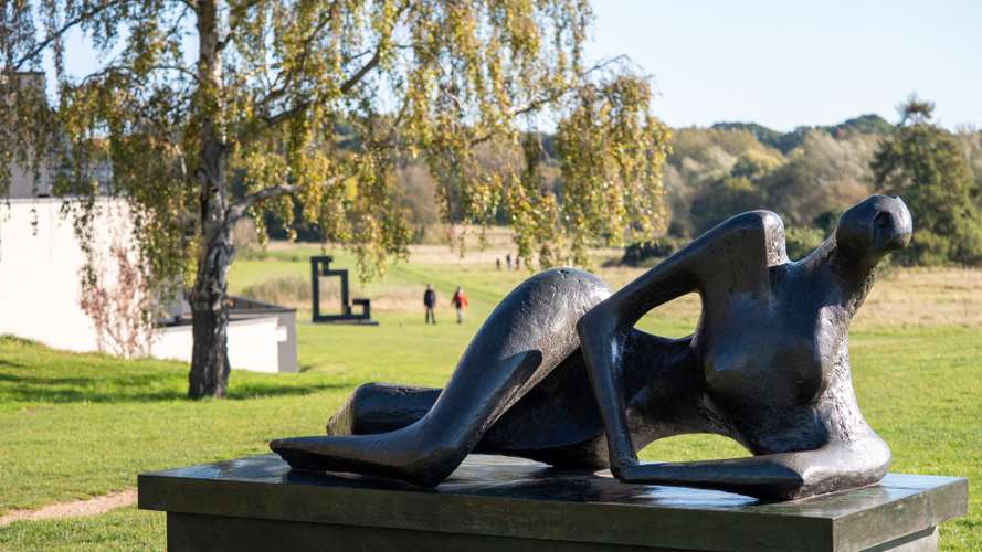Sainsbury Centre sculpture with the broad in the background