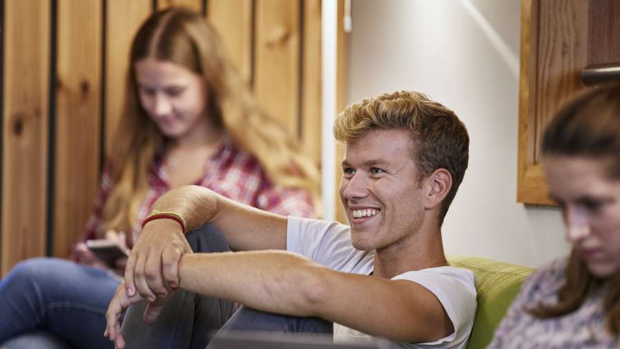 Students chilling and smiling together