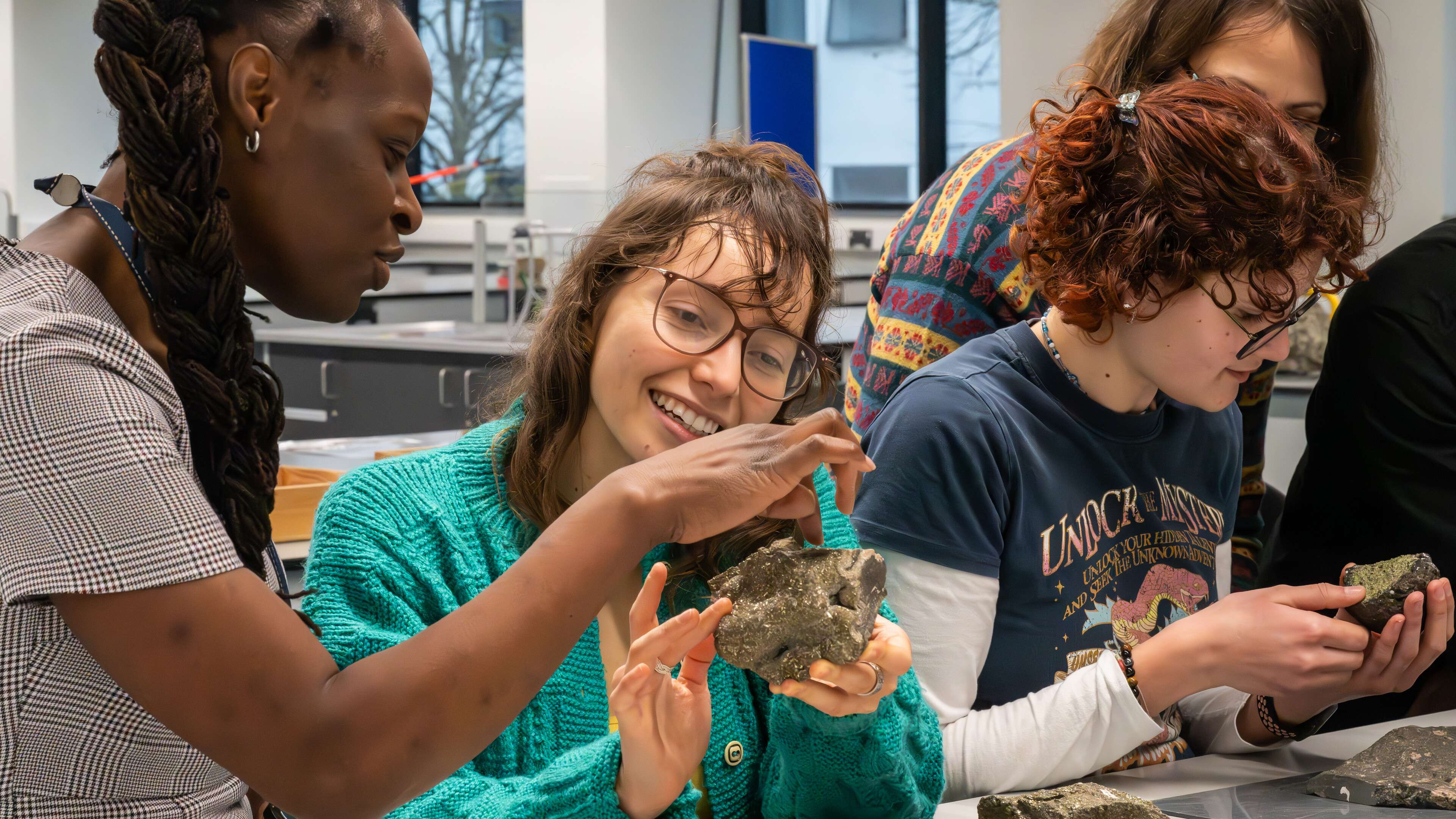 Environmental science and geography students at practical lab session
