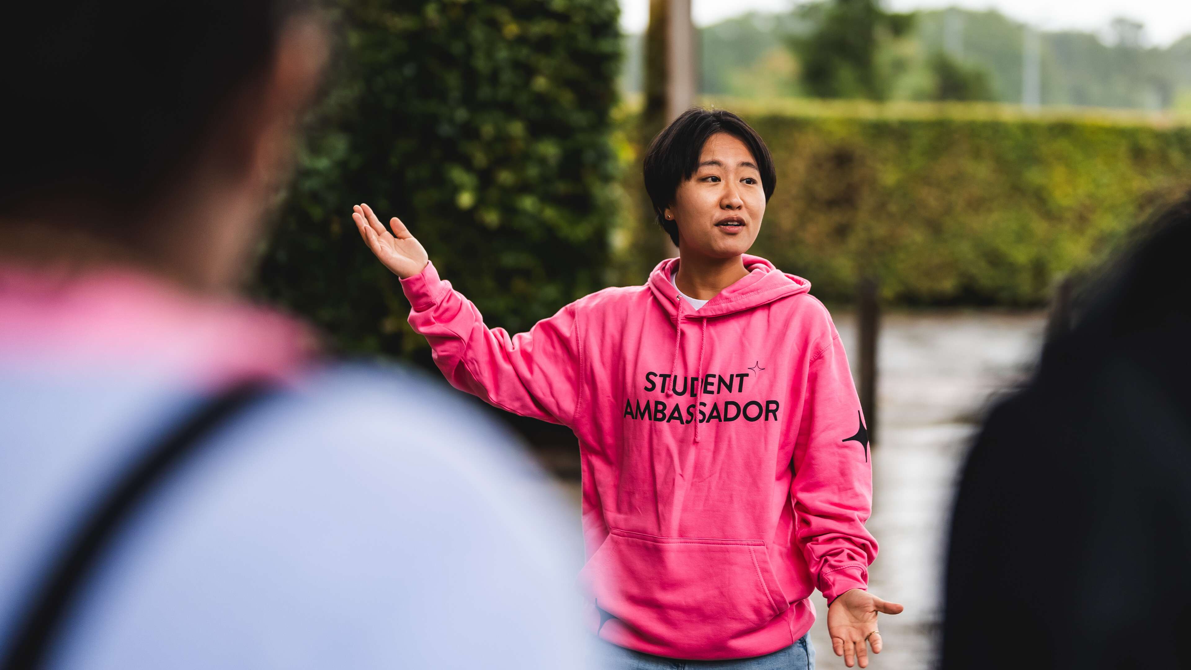 Student ambassador giving a tour of campus