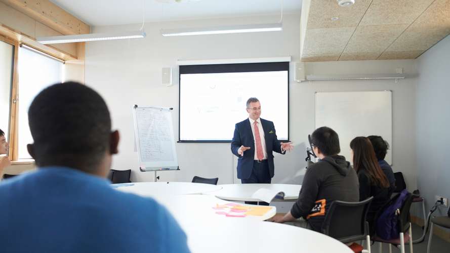 Postgraduate Economics and Norwich Business School students studying in the Enterprise Centre on campus
