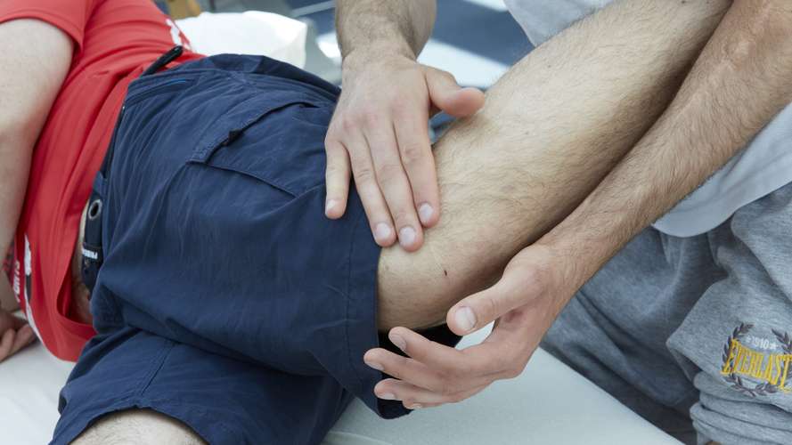 Physiotherapy students demonstrating technique