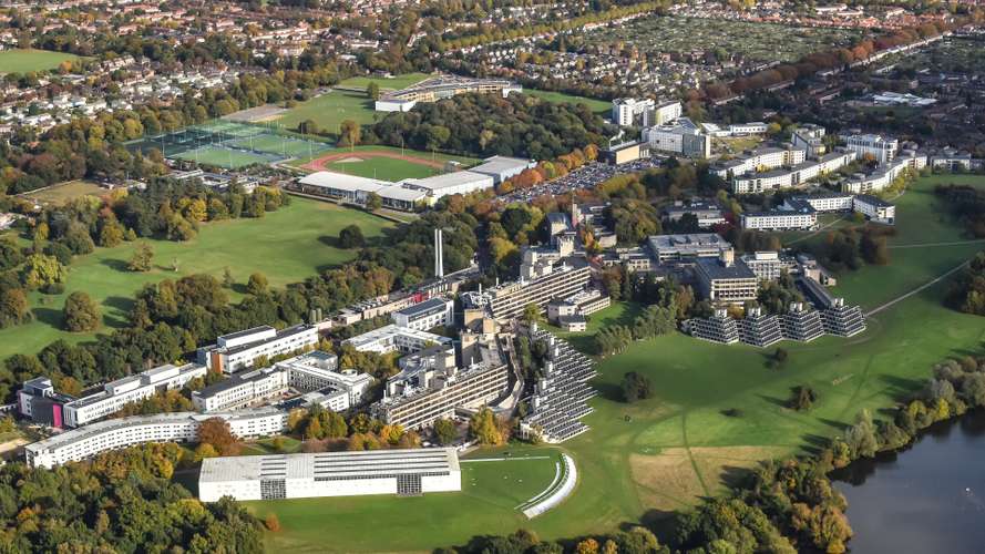Aerial shot of the UEA campus
