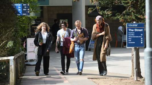 Students on the campus' main Street during Welcome Week 2022