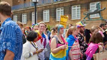 Students at Norwich Pride parade