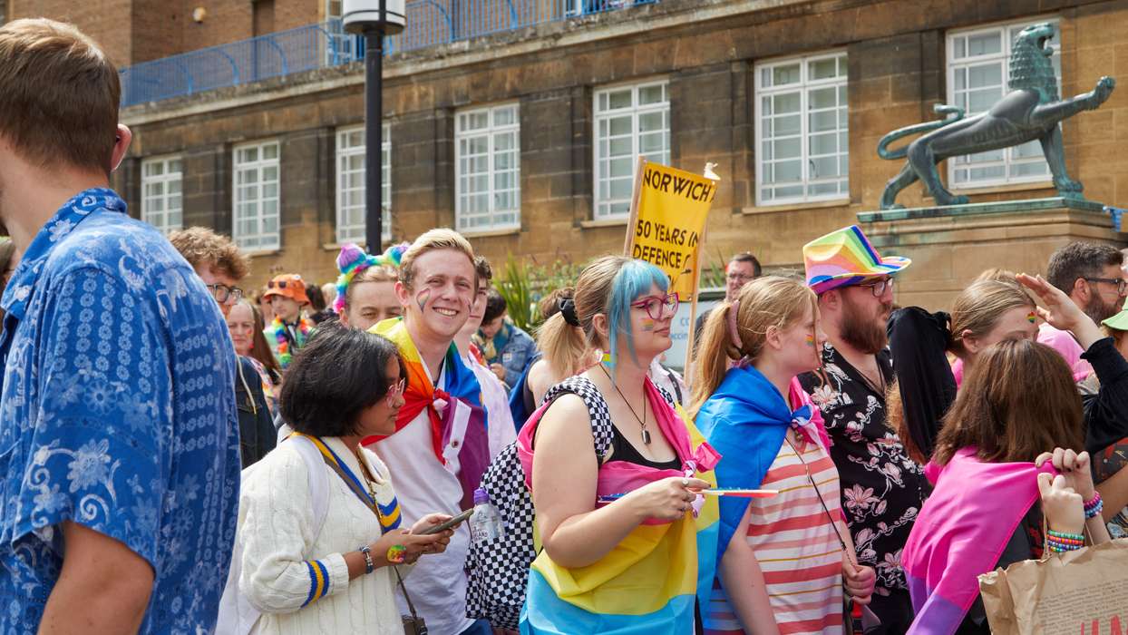 Students at Norwich Pride parade