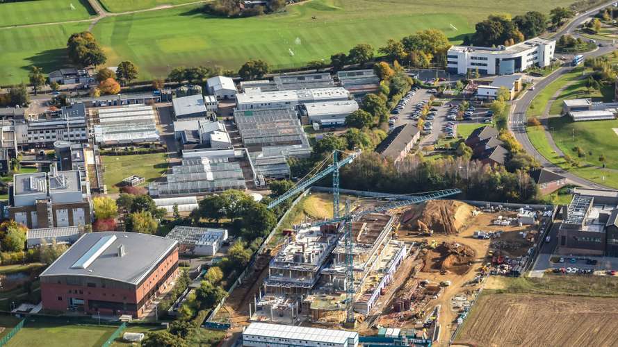 Aerial image taken of the Norwich Research Park, the Quadram Institute being built, in October 2016