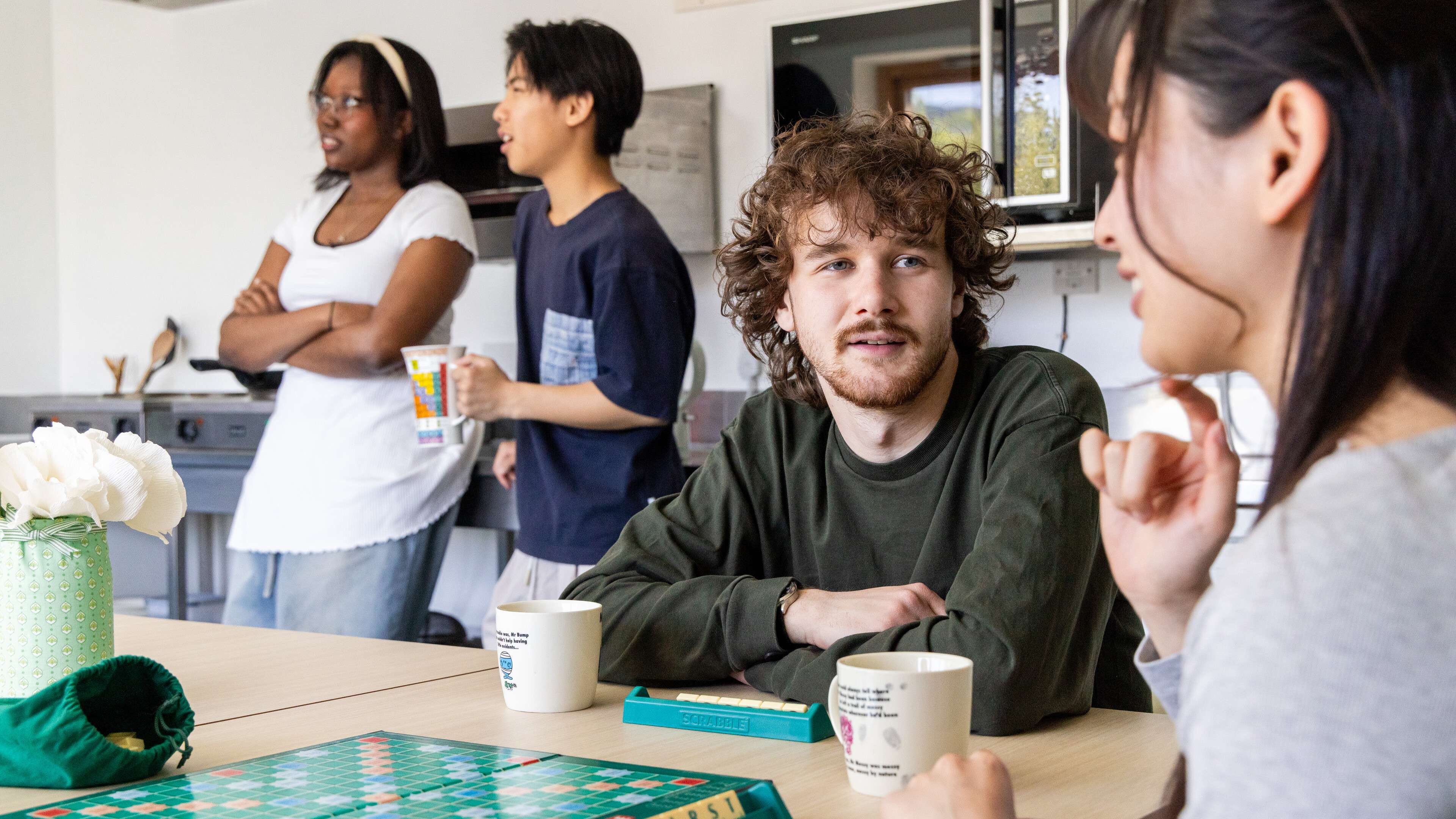 Students in accommodation kitchen