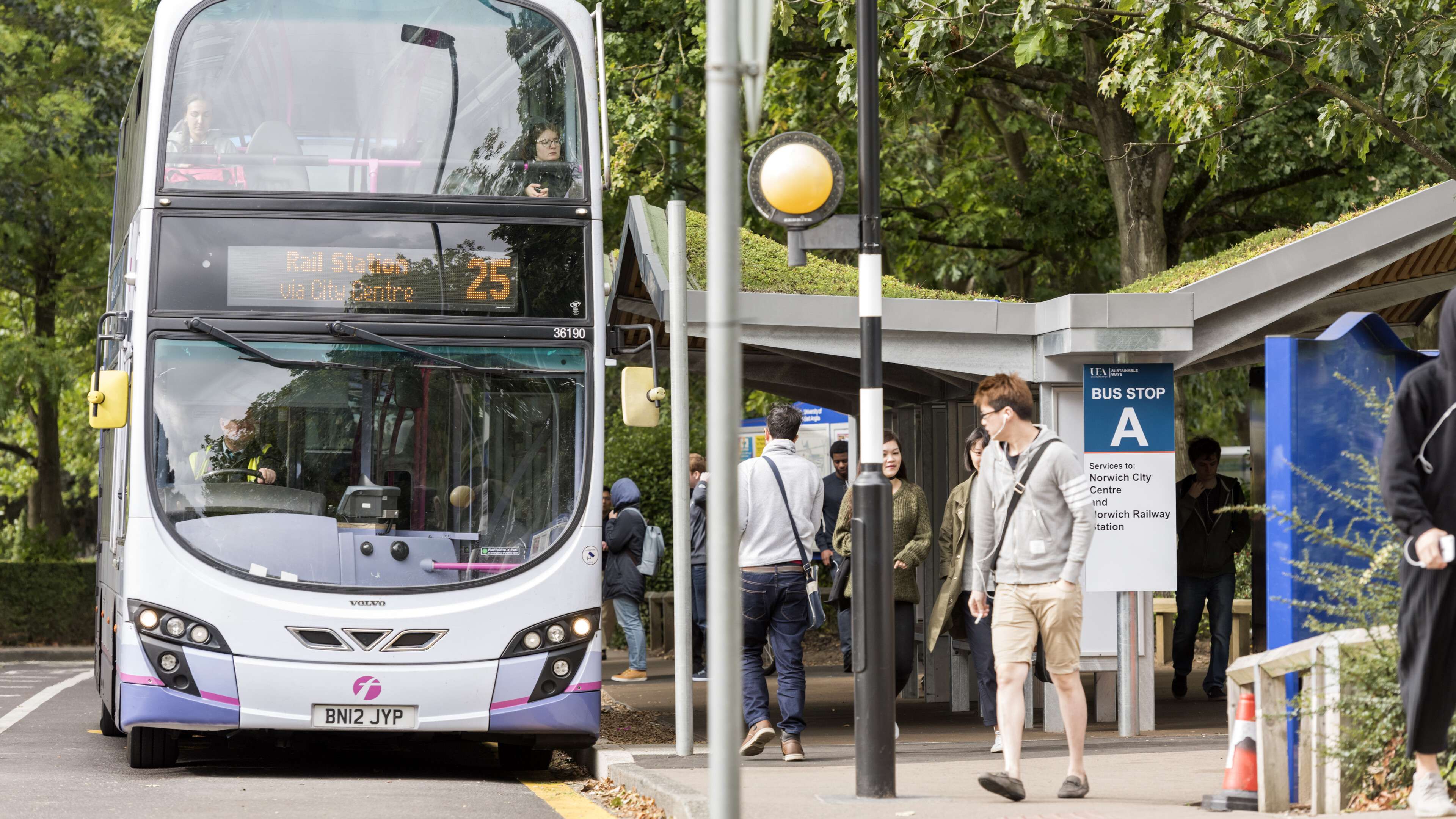 bus stop on campus