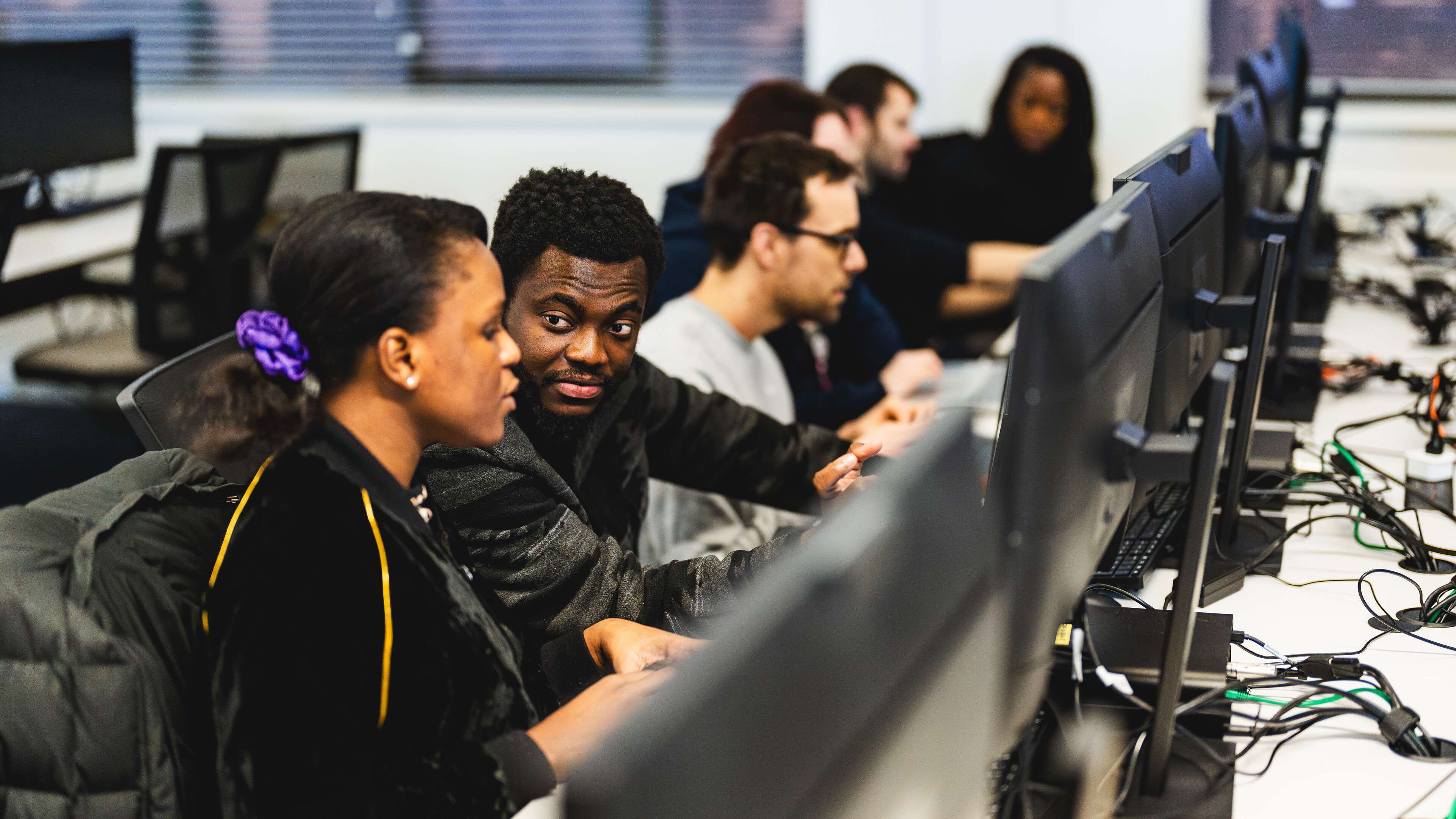 Data science students in computer lab