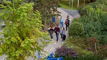 Students walking on campus