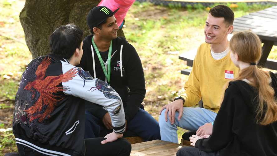 Students socialising outside