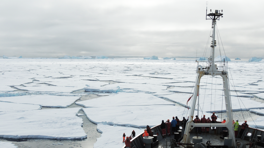 Research ship in the antarctic