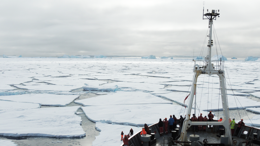 Research ship in the antarctic