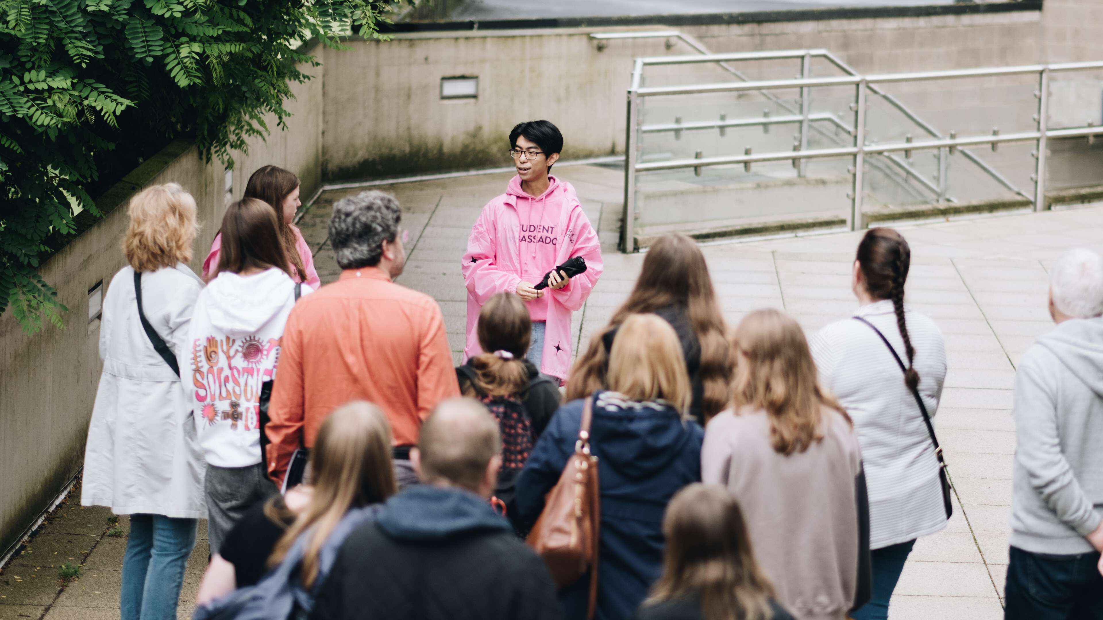 Student ambassador giving a tour of campus