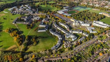 aerial view of UEA's campus