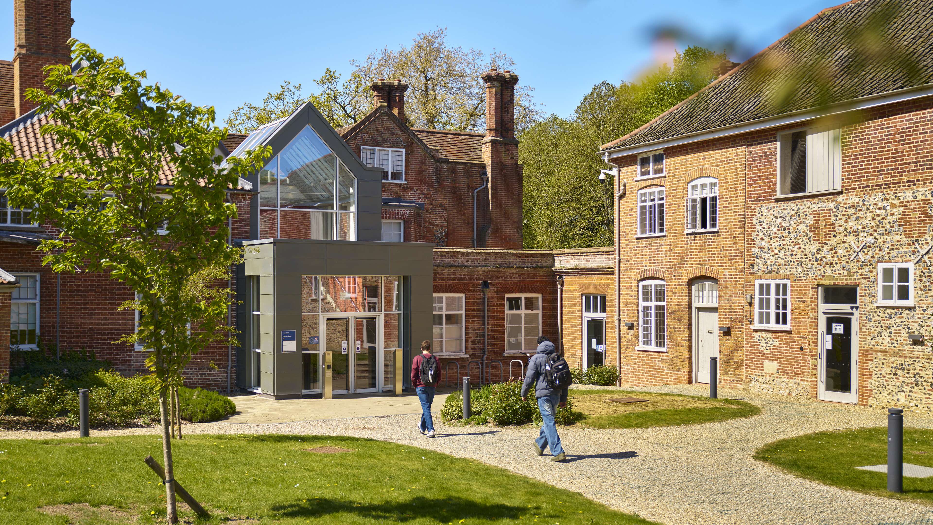A view of the Earlham Hall building on the UEA campus