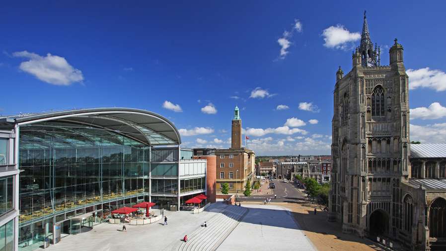 Norwich - Forum and Millennium Library and the Church of St Peter Mancroft
