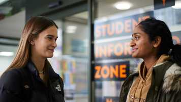 Students outside the Student Information Zone