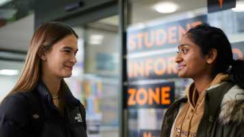 Students outside the Student Information Zone