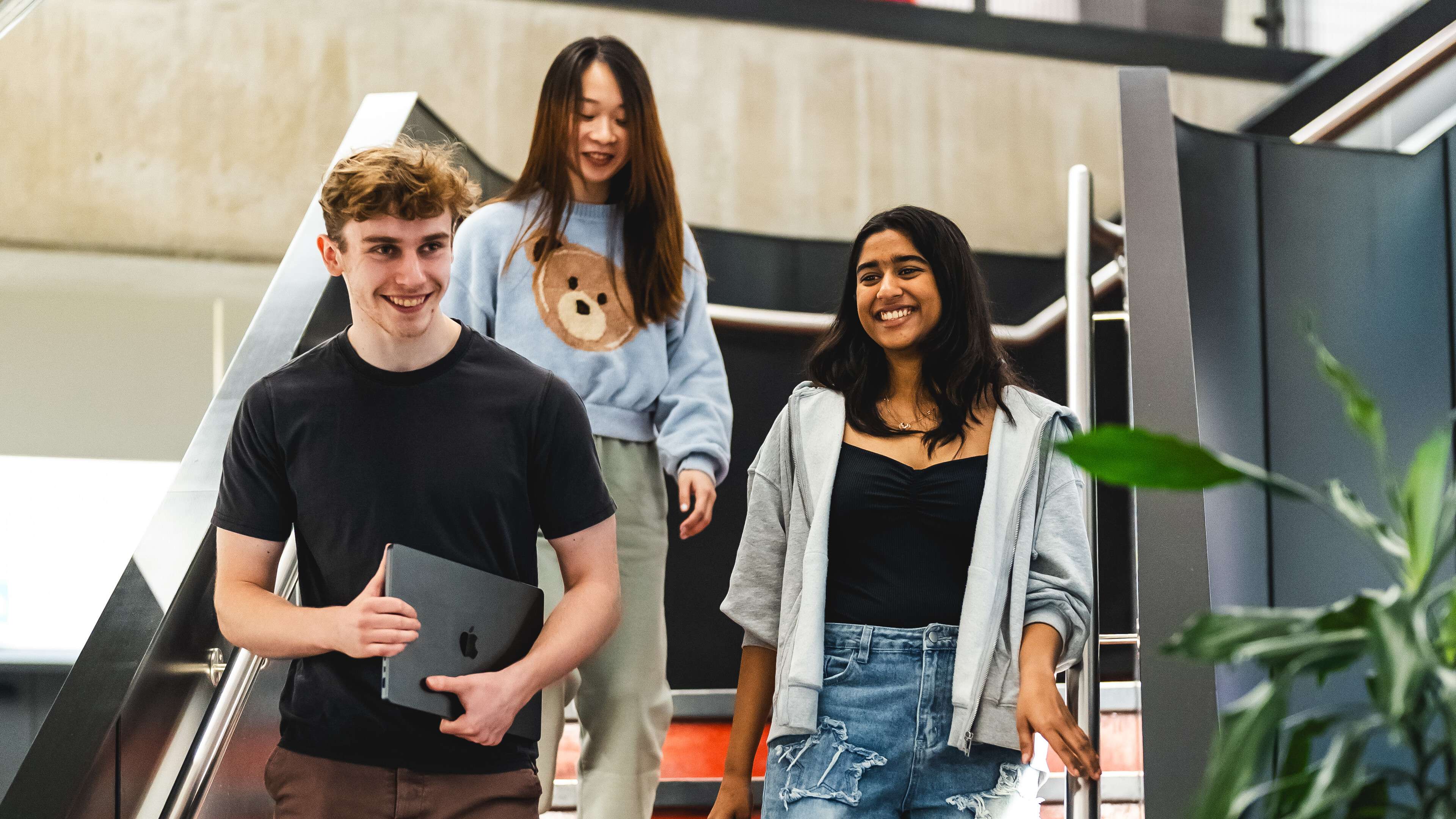 Students in the New Science Building