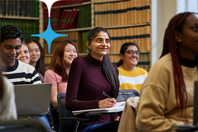 Student studying in class