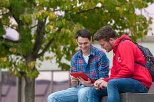 Students on the UEA campus