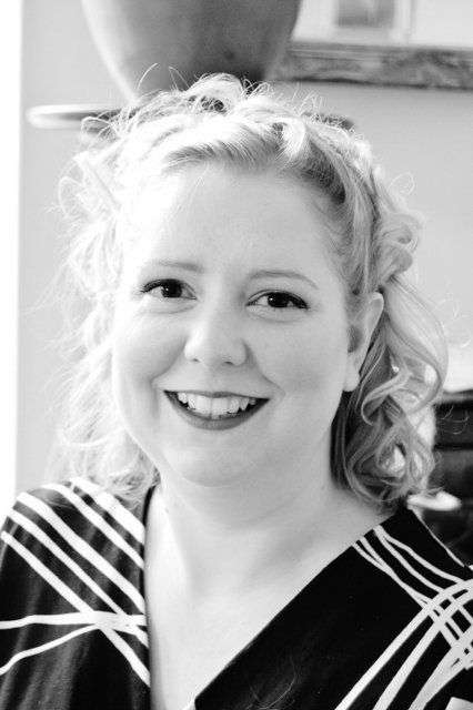 black and white image of polly morgan