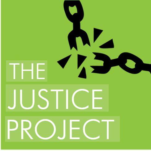 the justice project logo with chains breaking