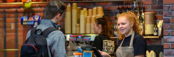 Student working at Ziggys.