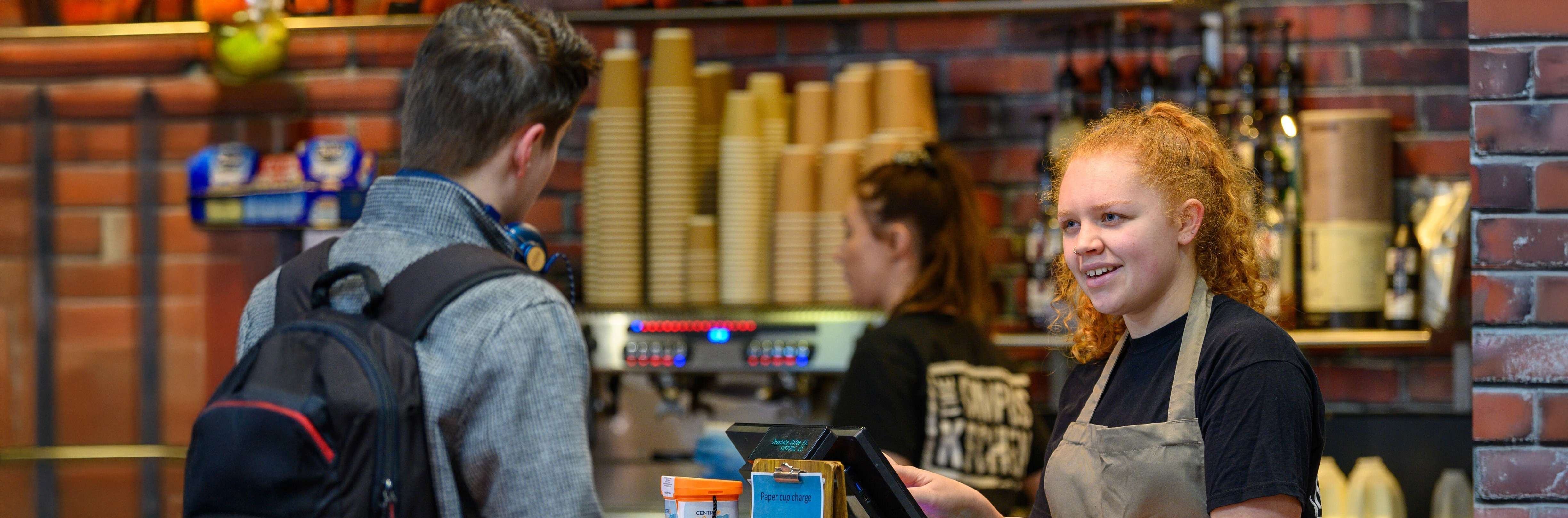 Student working at Ziggys.
