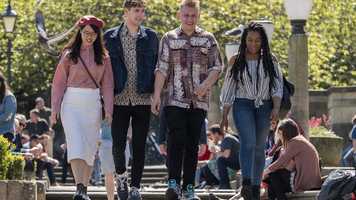 Students walking through Norwich
