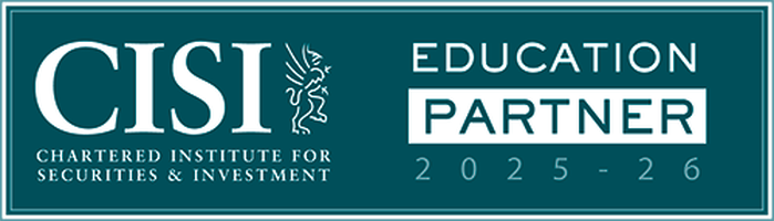 Logo of CISI, Chartered Institute for Securities & Investment, labeled as Education Partner for 2025-26, with a griffin emblem.