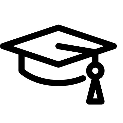 black line icon of a graduation hat