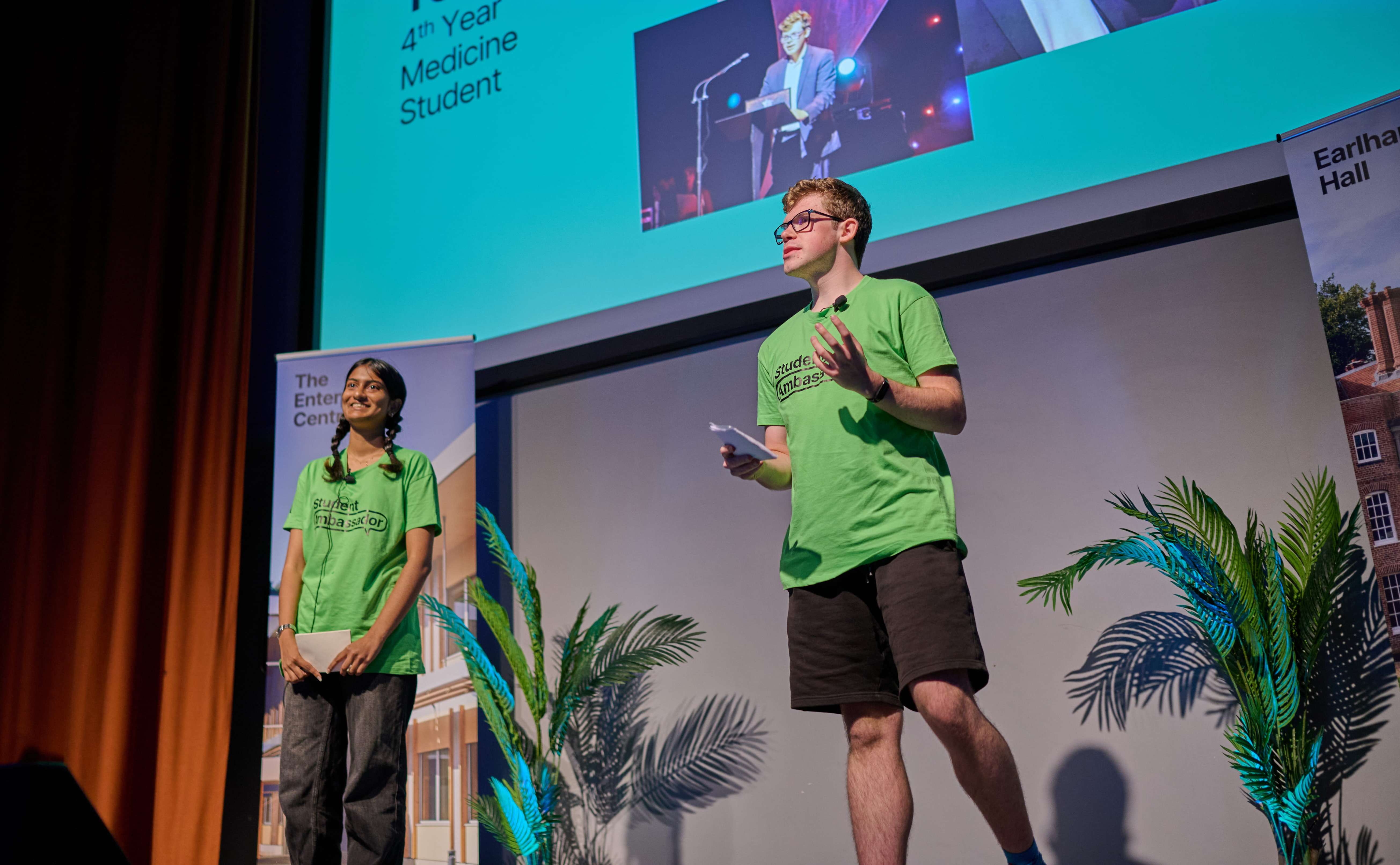 students delivering welcome talk