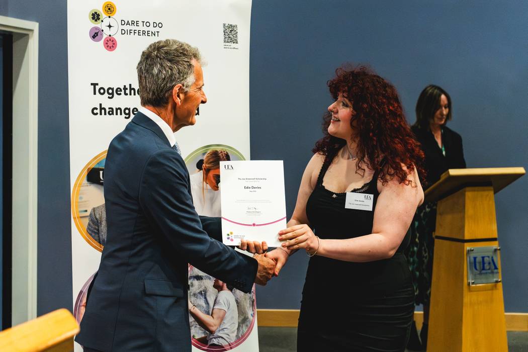 Scholar Edie Davies, recipient of the Joe Greenwell Scholarship, with the VC