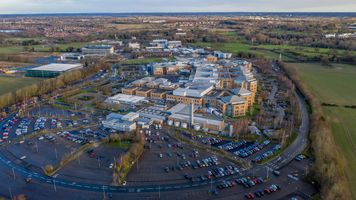 An aerial view of the Norwich and Norfolk University Hospital site