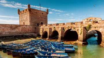 Boats in a historic harbour