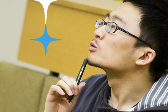 Student thinking in lecture hall