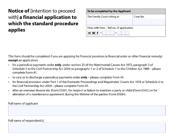 screenshot of notice to proceed with financial application