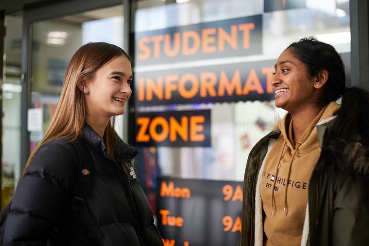 Students outside the Student Information Zone