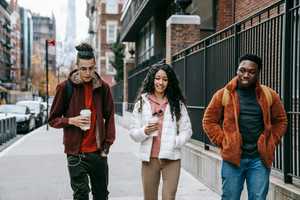 three young people walking