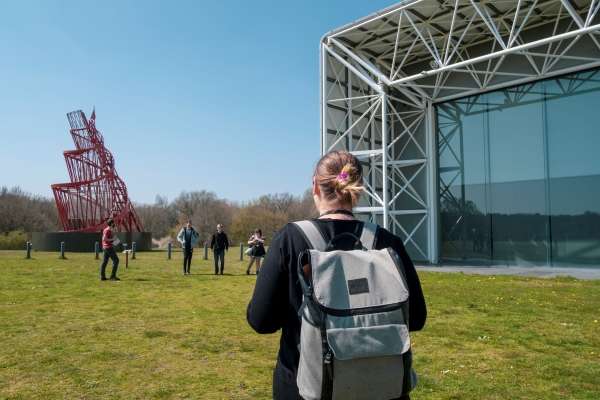 Students from East Norfolk Sixth Form College take part in the Sculpture Lens Landscape Photography Project at the Sainsbury Centre, supported by the Ranworth Trust. (Image by Erin Patel)