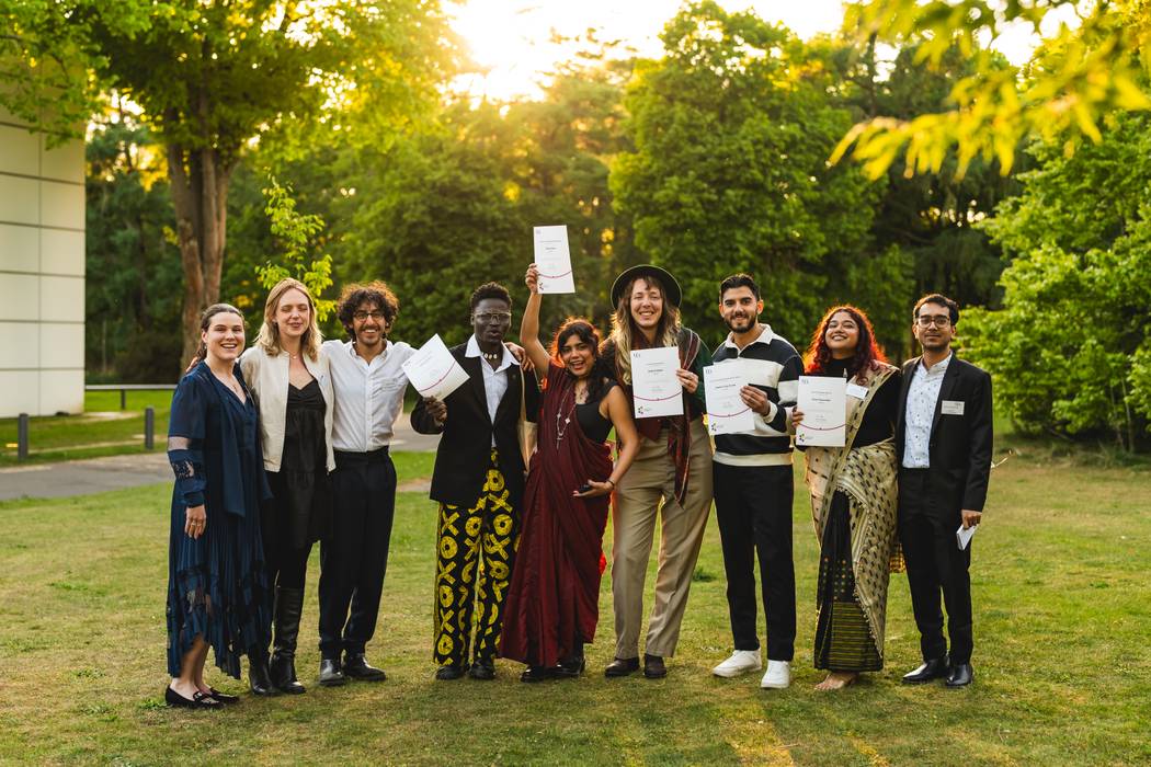 School of Literature, Drama and Creative Writing Scholars and their guests outside the Sainsbury Centre