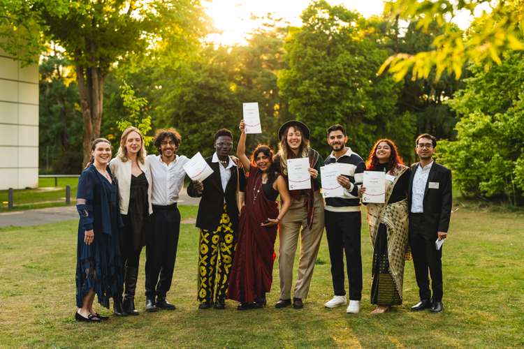 School of Literature, Drama and Creative Writing Scholars and their guests outside the Sainsbury Centre